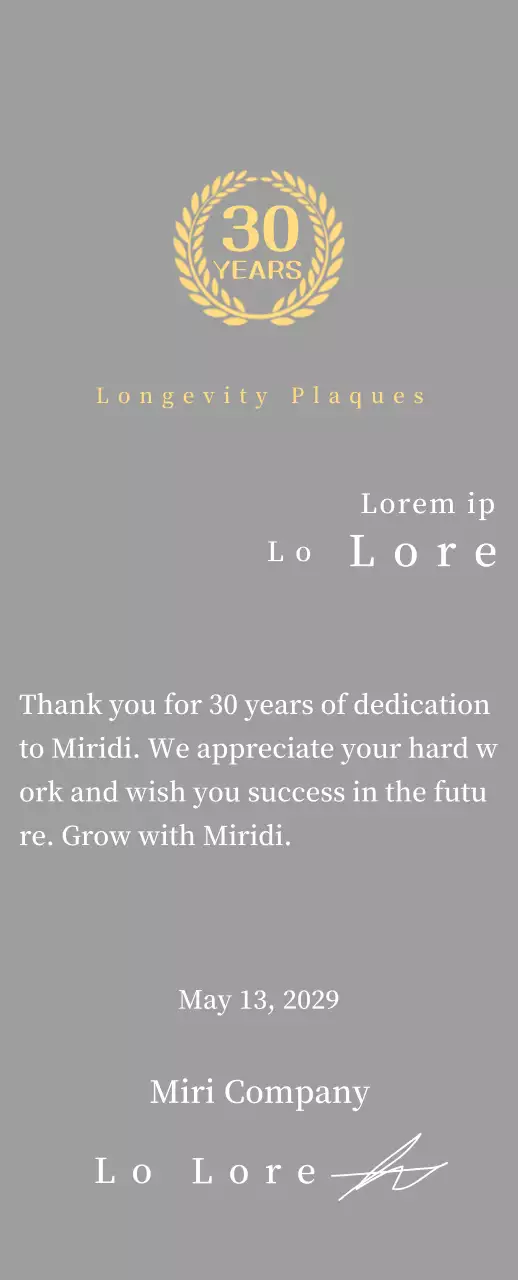 Corporate longevity plaque with laurel symbol concept
