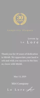 Corporate longevity plaque with laurel symbol concept