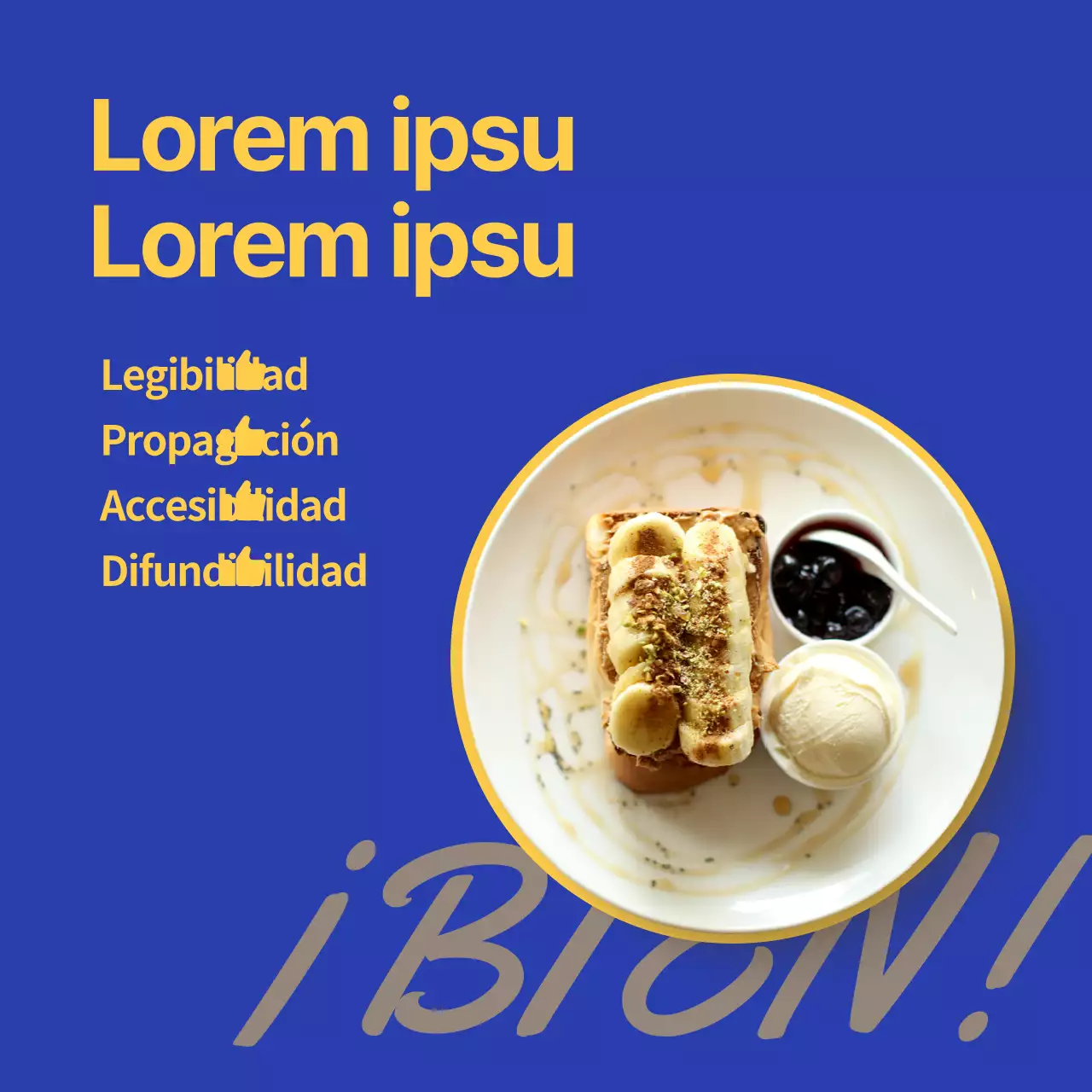 Un sencillo anuncio guía de marketing en azul y amarillo