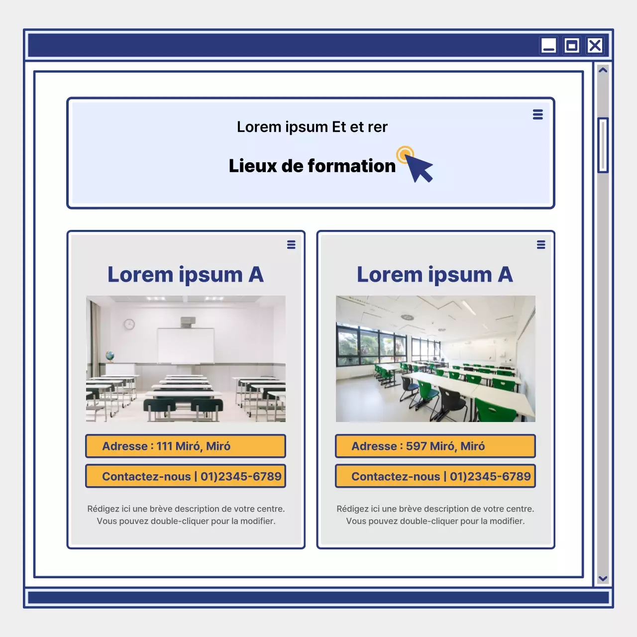 Promouvoir le recrutement des apprenants avec un centre d'apprentissage simple, jaune et bleu marine