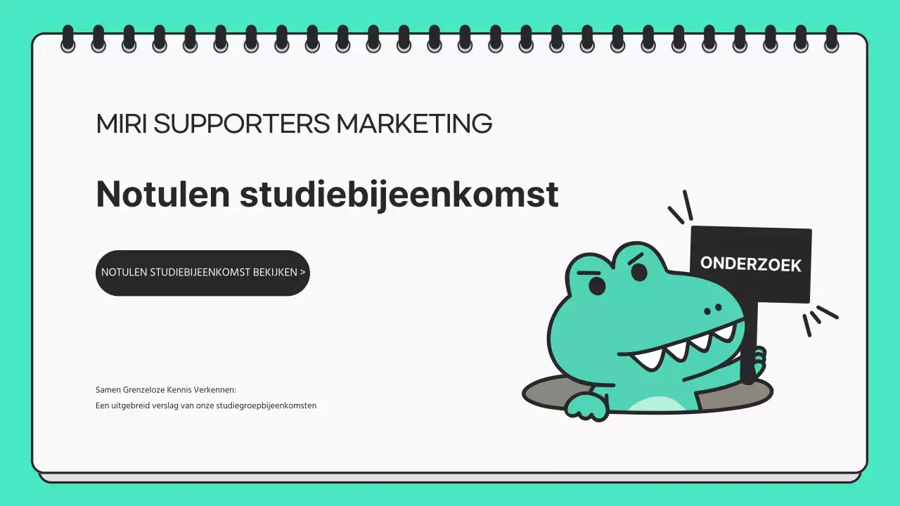 Minimalistische presentatie voor studiebijeenkomst in mint en zwart