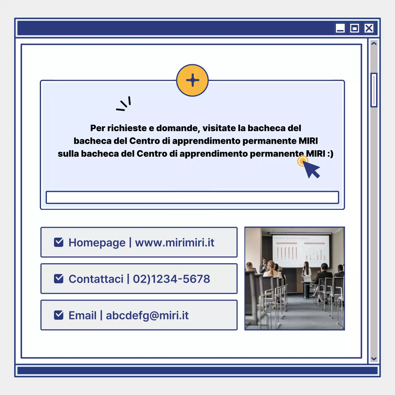 Promuovete il reclutamento degli studenti con un semplice centro di apprendimento giallo e blu.