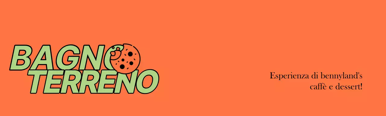 Bottega del caffè arancione e chartreuse per l'intestazione di biscotti