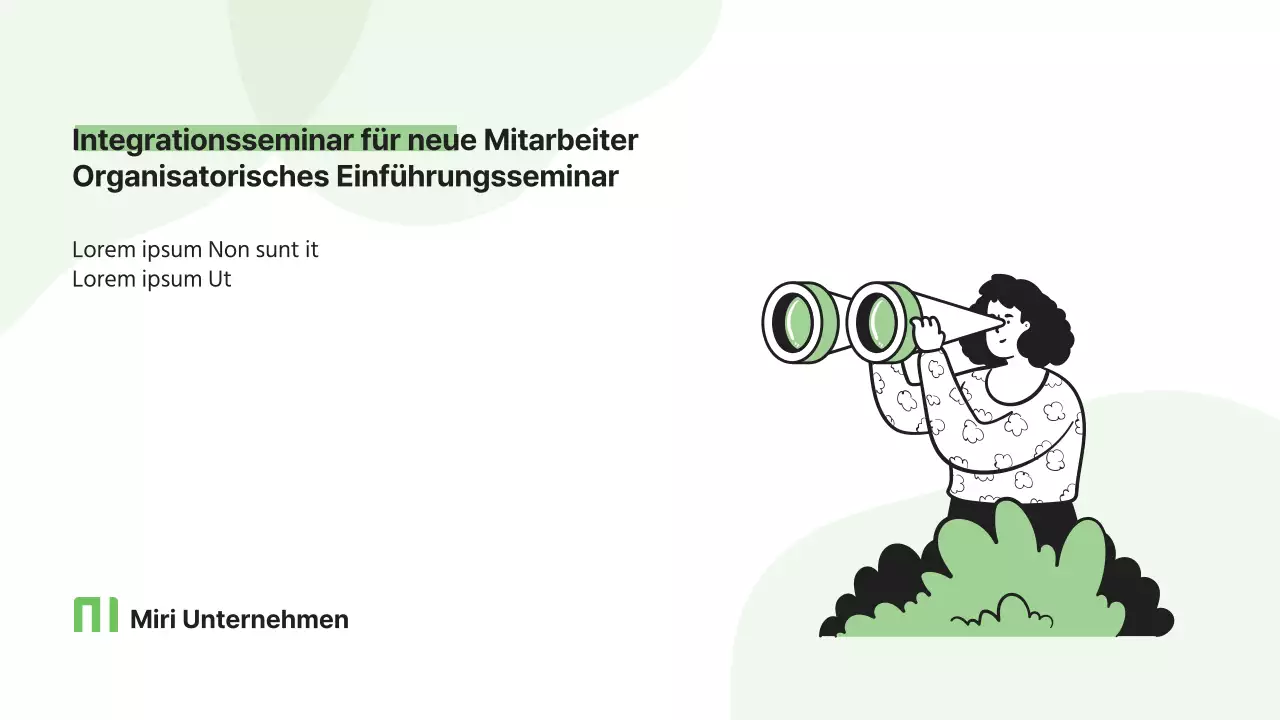 Ein einfaches, lindgrünes Schulungsdeck für neue Mitarbeiter