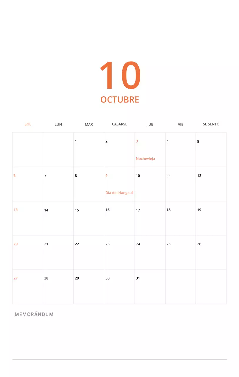 Bonito calendario de sobremesa ilustrado de temática familiar en color verde