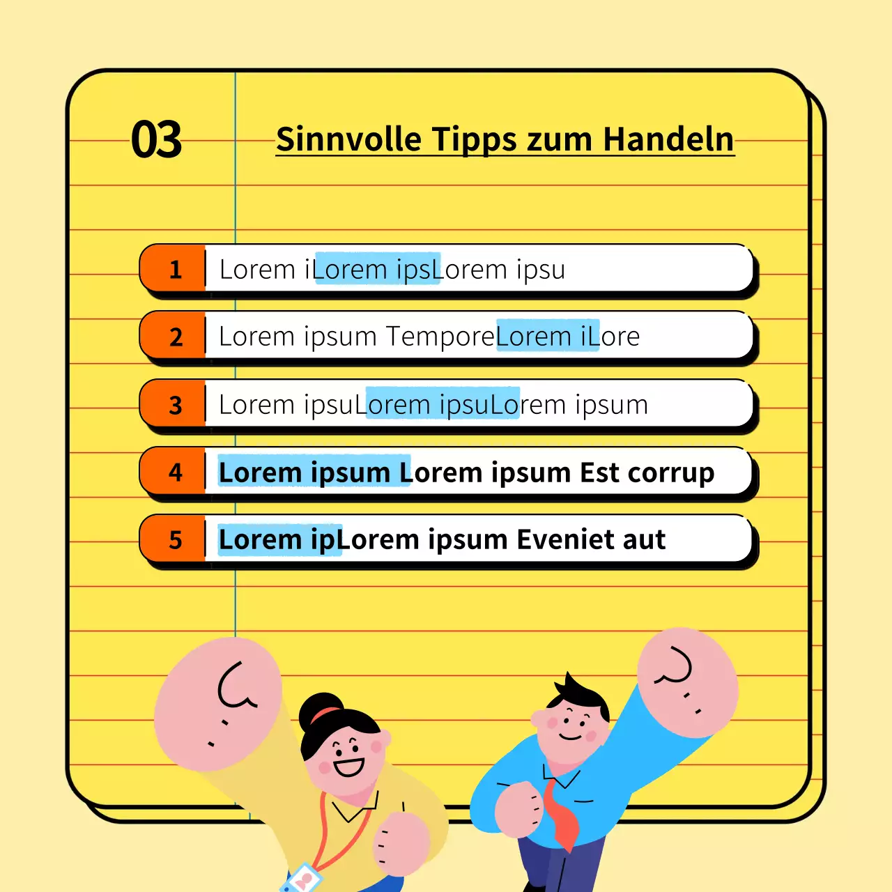 Einfache und trendige Tipps für neue Mitarbeiter in den Farben Gelb und Hellblau Schulungsunterlagen