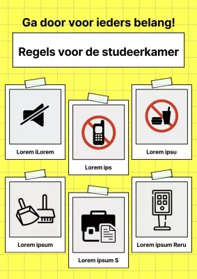 Gele en witte minimalistische studeerkamer regels aankondiging