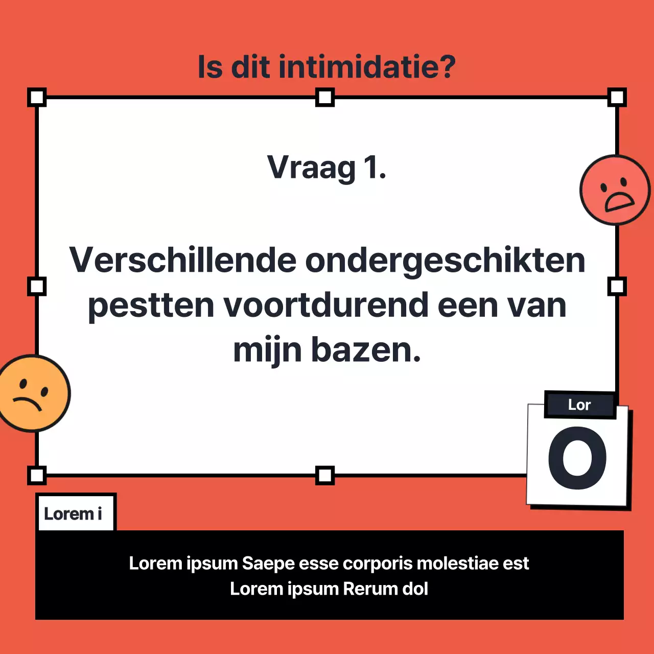 Een kitscherige rood met gele werkplek pesterijen OX quiz