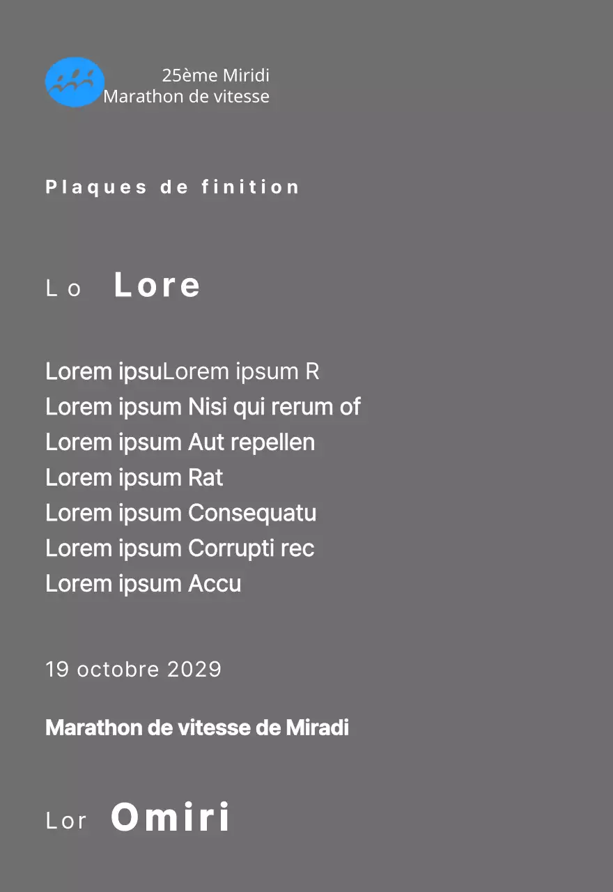 Plaque de finisseur concept marathon avec logo simple