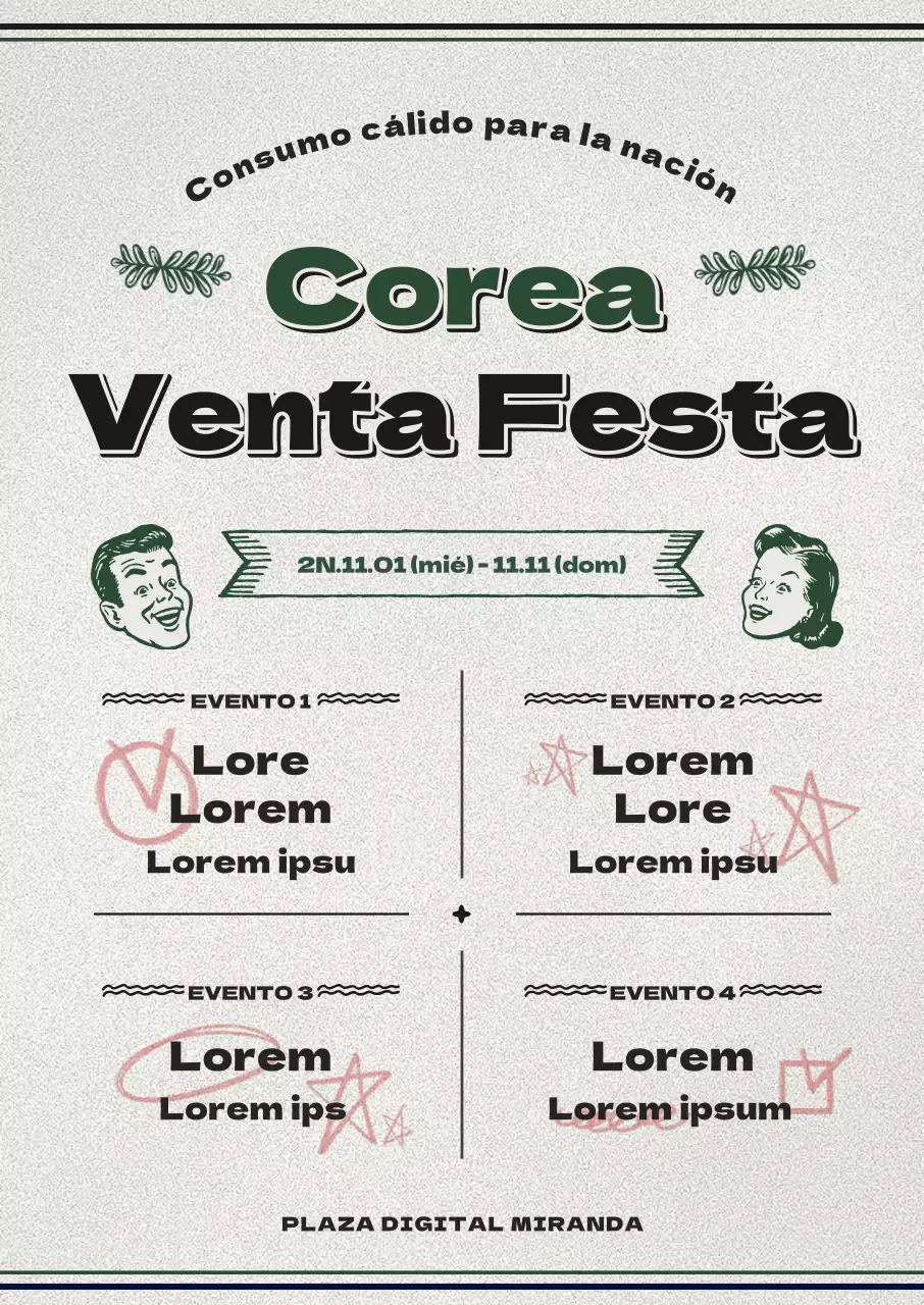 Guía de la "Korea Sale Festa", con su aspecto retro verde y gris