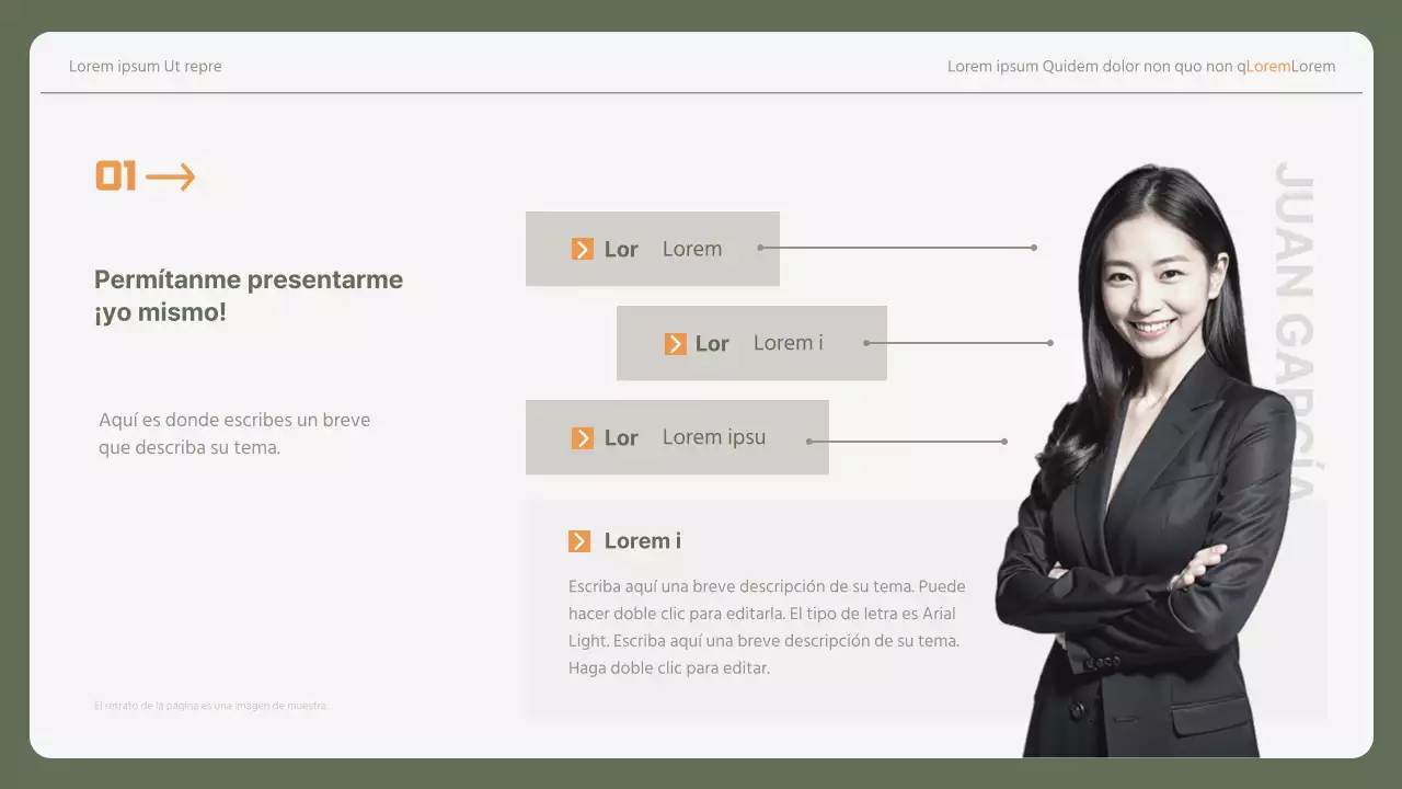 Sencilla carta de presentación corporativa para principiantes en caqui y amarillo