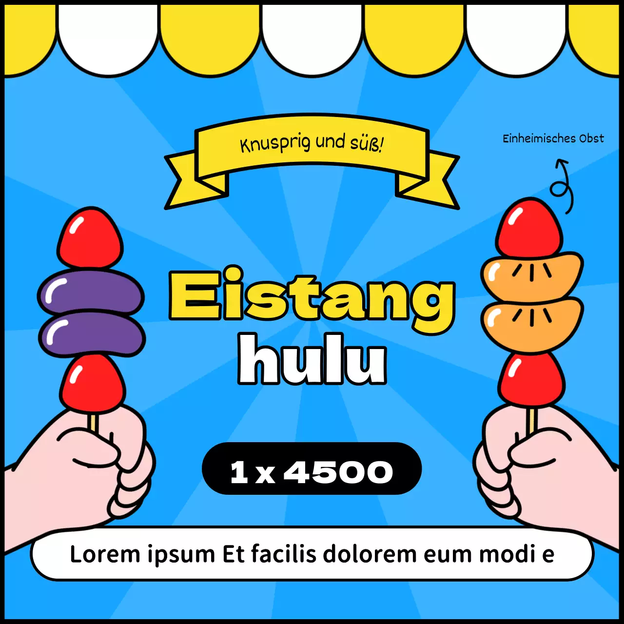 Förderung des kitschigen gelben und blauen Eis-Tanghuru