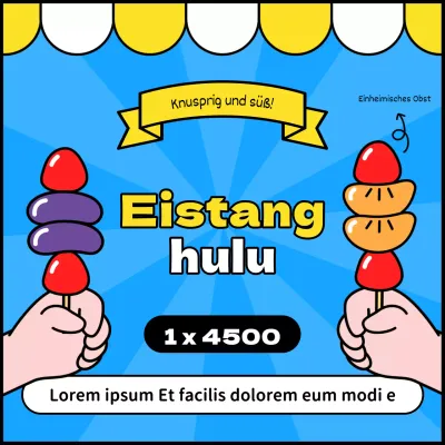 Förderung des kitschigen gelben und blauen Eis-Tanghuru