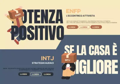 Un semplice profilo di personalità MBTI in beige e blu marino @MBTI_PersonalityTypes