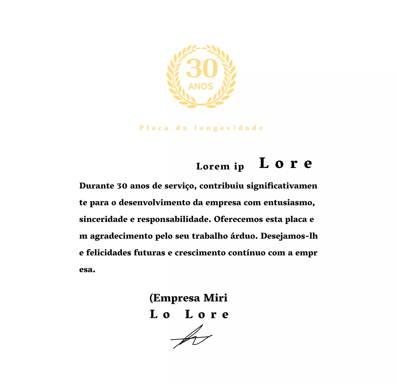 Placa de serviço longo empresarial com conceito de símbolo de louro