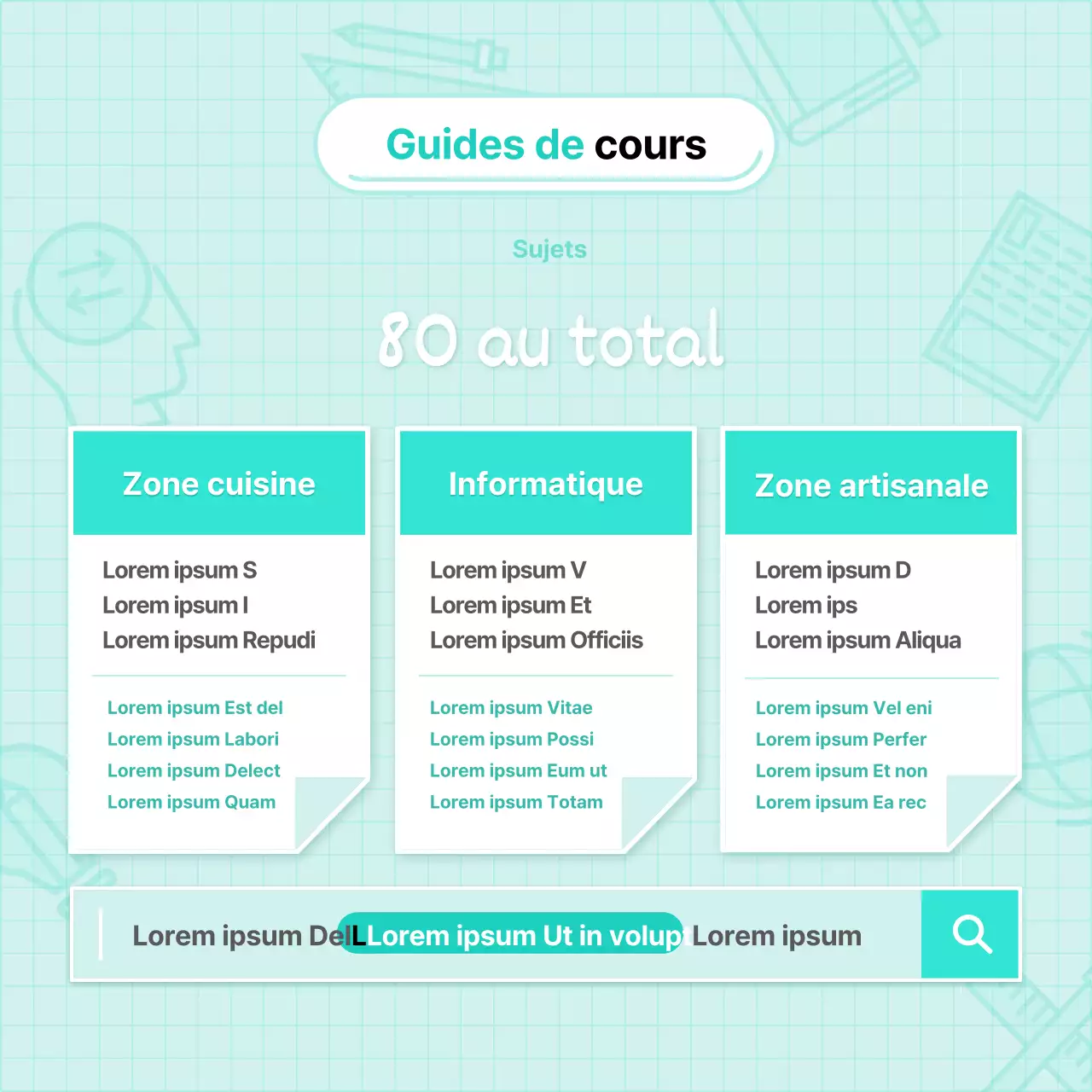 Annonces de cours d'apprentissage tout au long de la vie modernes et basiques en menthe et blanc