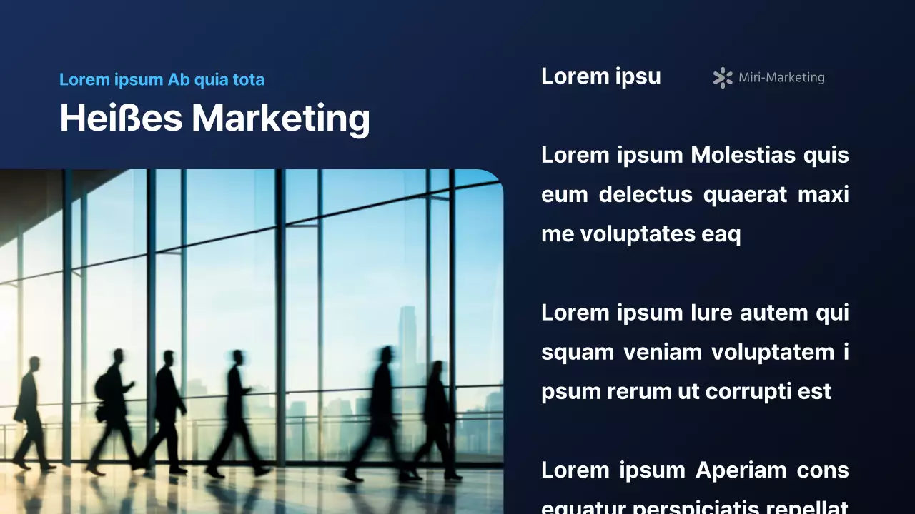 Ein moderner Marketingbericht in Marineblau und Weiß