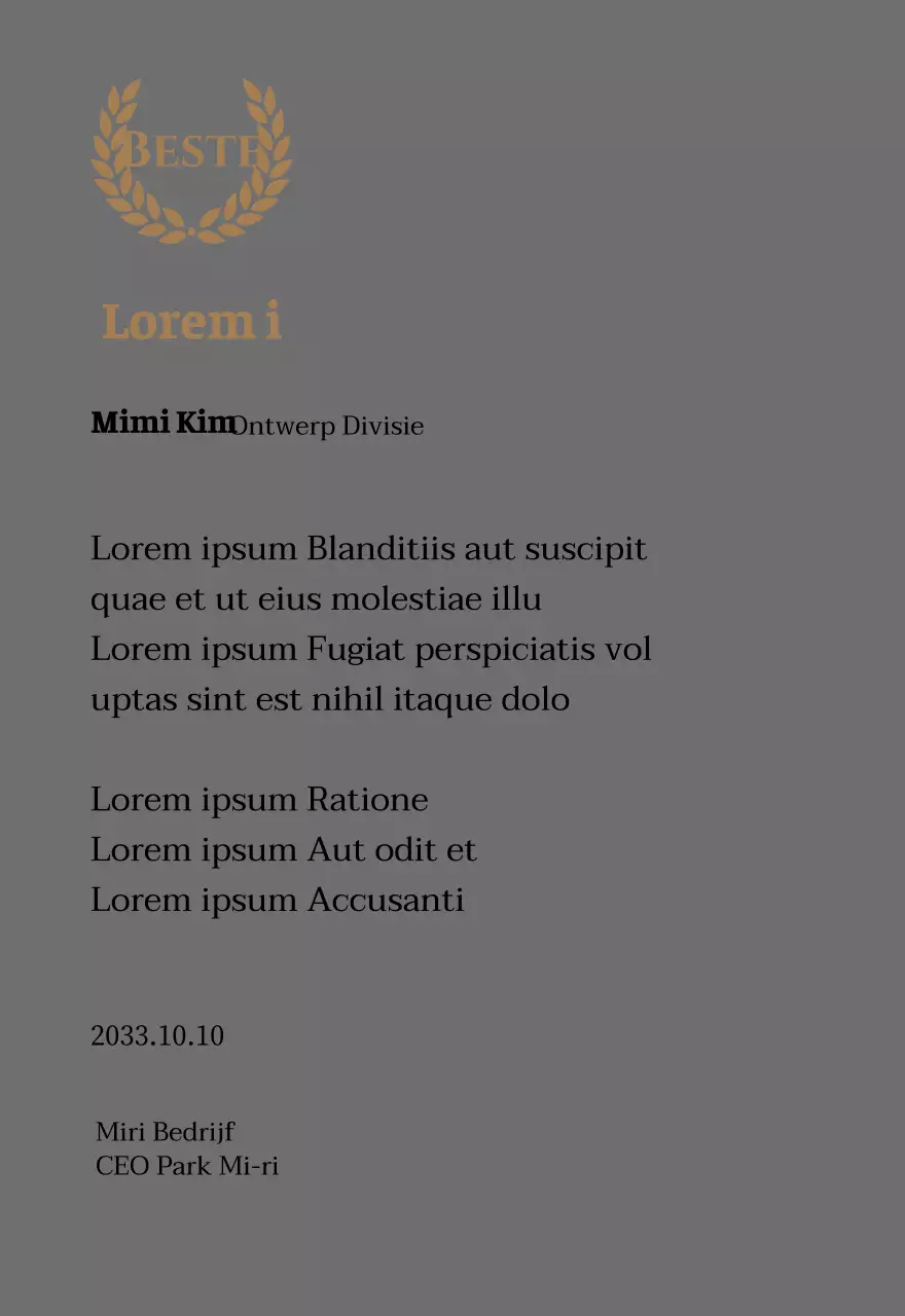 Luxe bedankbord met gouden lauweren en stempel