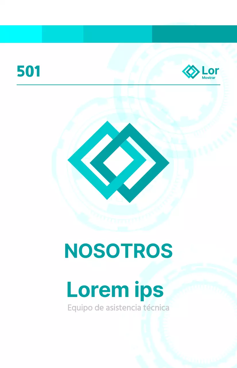 Guía corporativa de concepto brillante con gráficos mecánicos