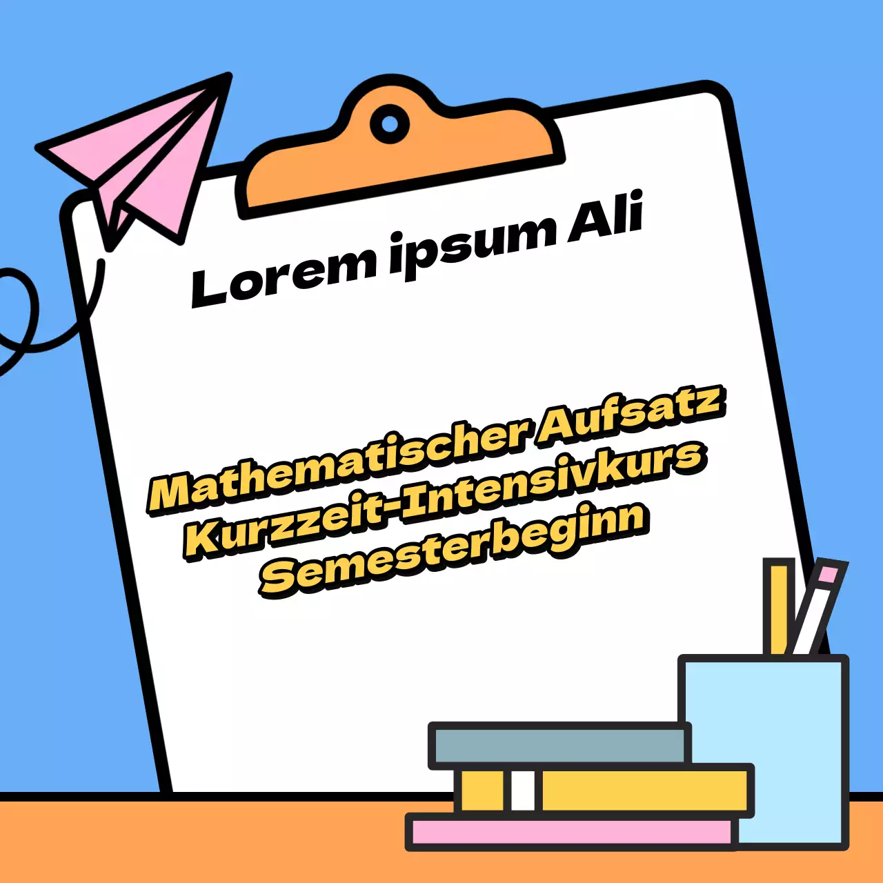 Förderung von einfachen blauen und orangenen Schulvorträgen