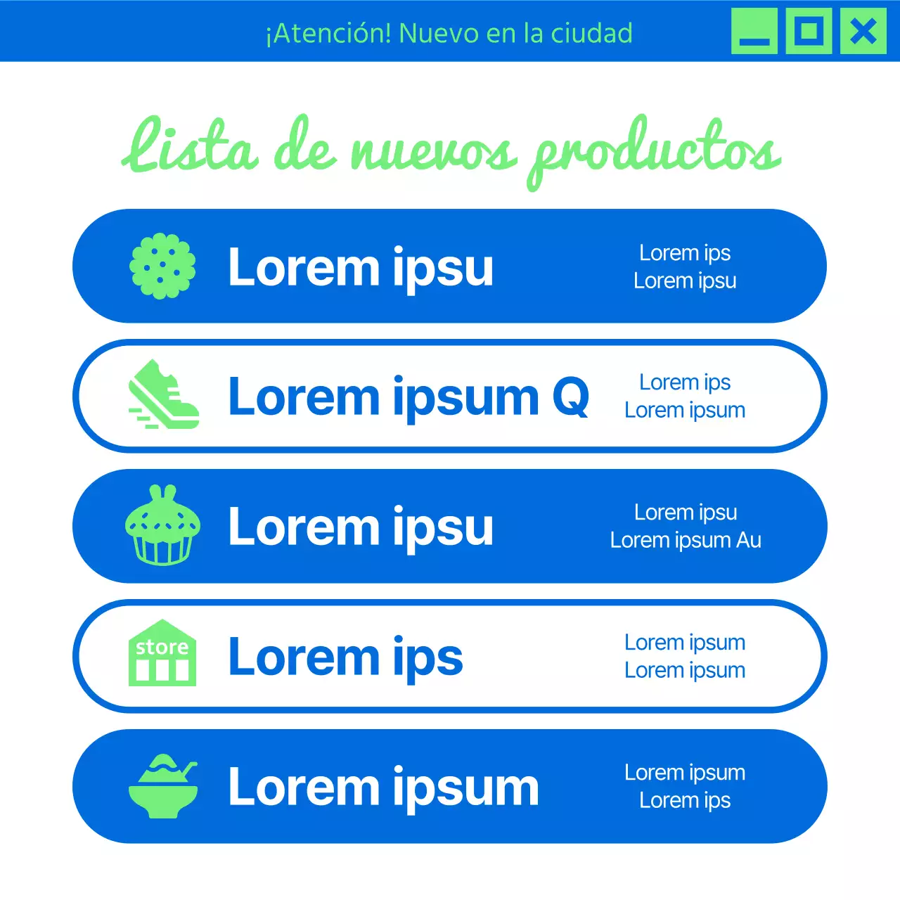 Promocione noticias de marketing de moda en chartreuse y azul