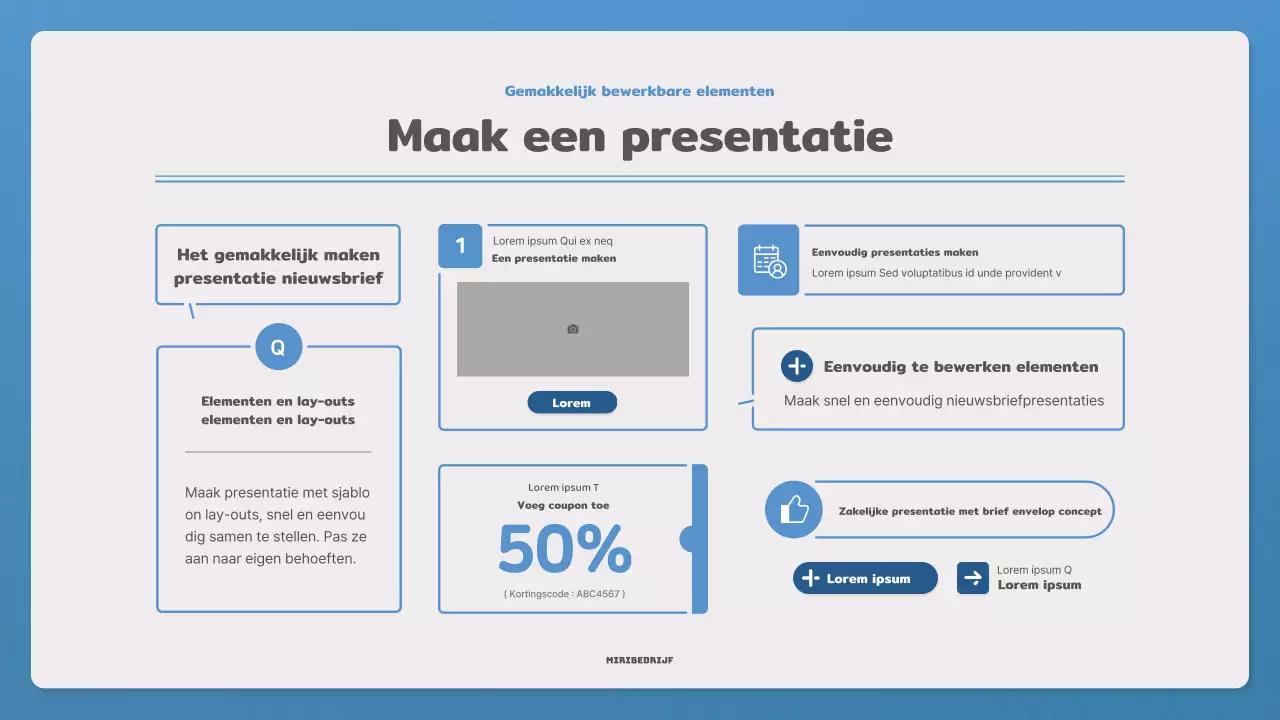 Promoot je nieuwsbrief met een eenvoudige brief in blauw en marineblauw