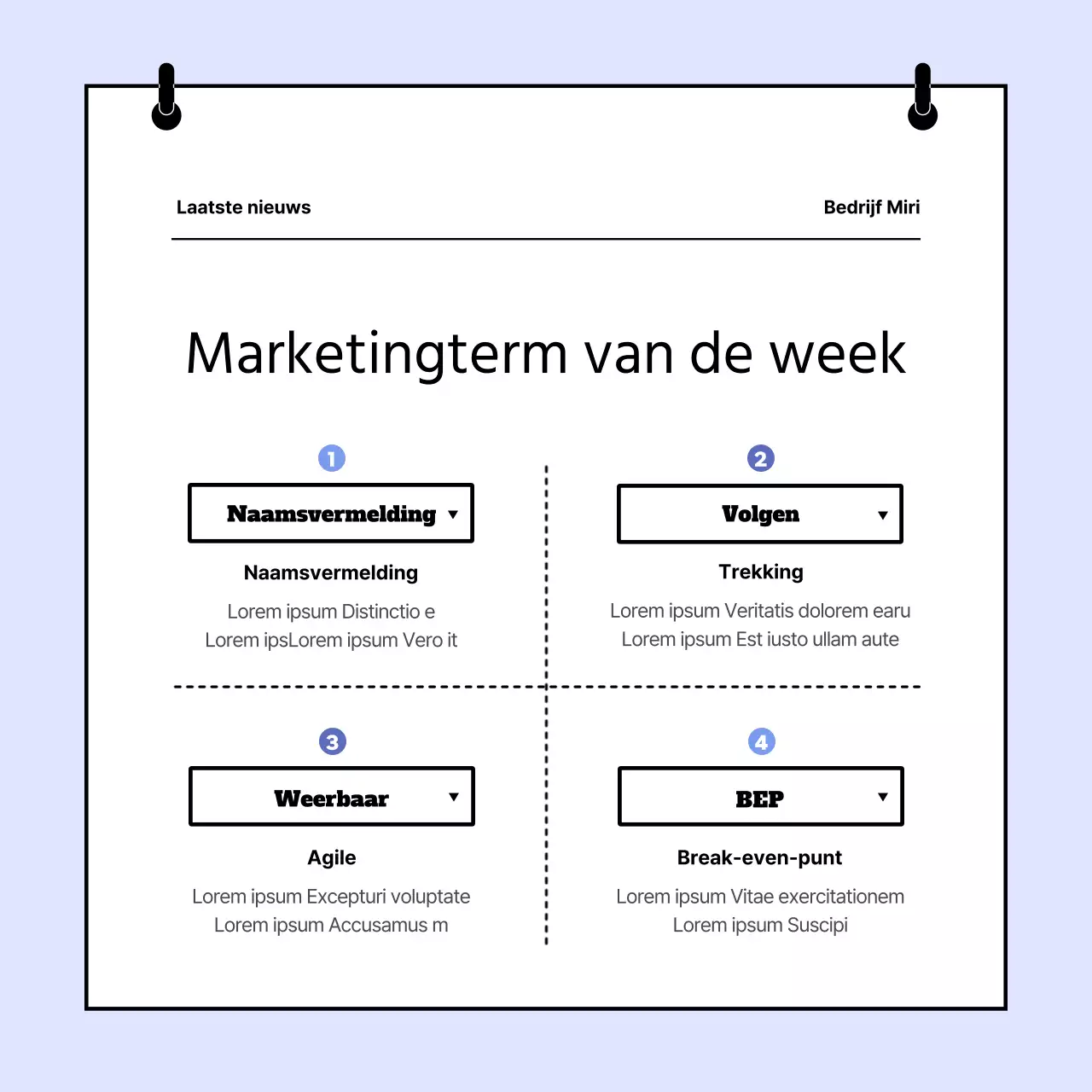 Blue's Eenvoudige Marketing Nieuwsbrief Rapport