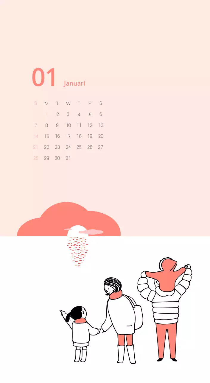 Veelkleurige geïllustreerde kalender