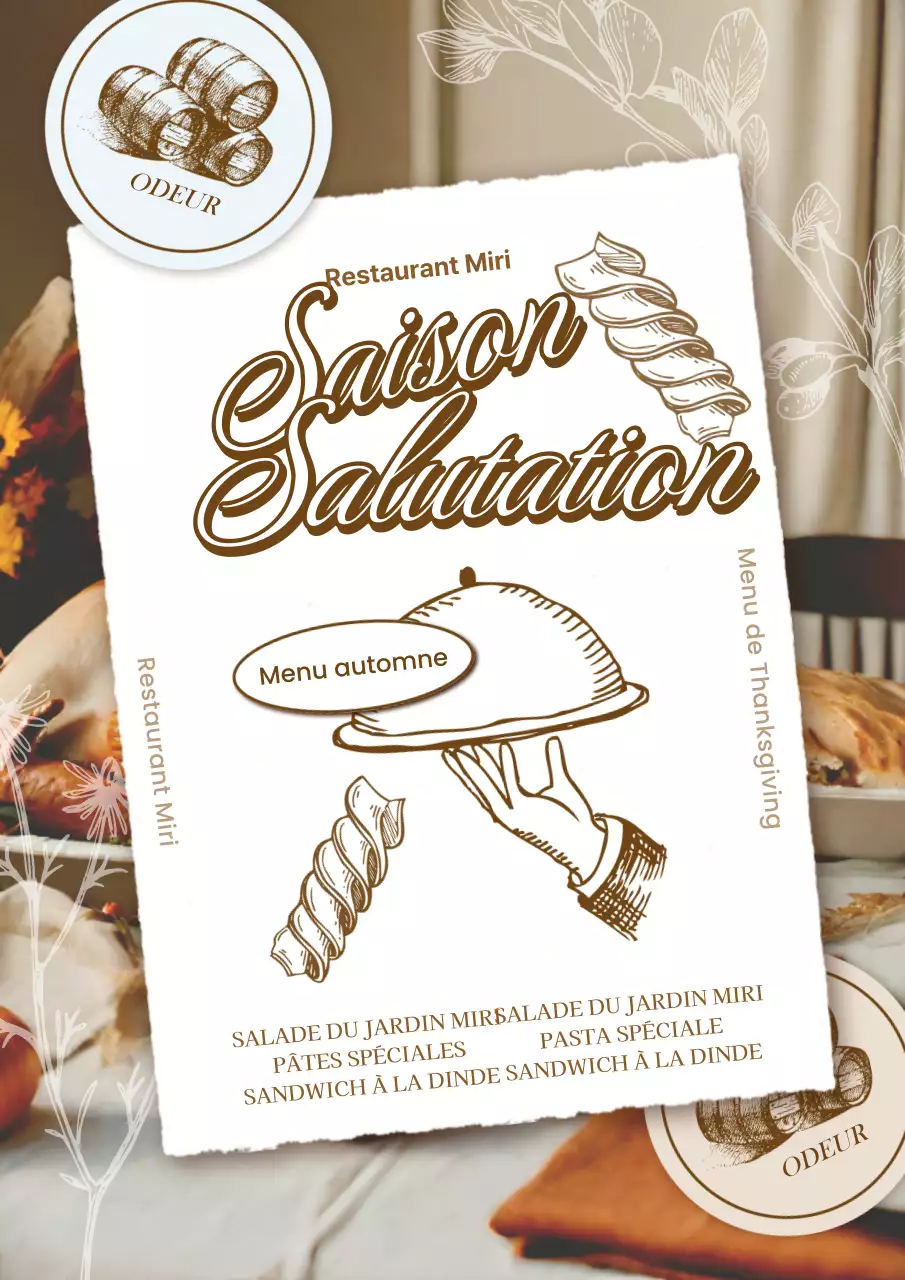 Restaurant vintage en beige et ivoire pour l'automneCourrier de vœux