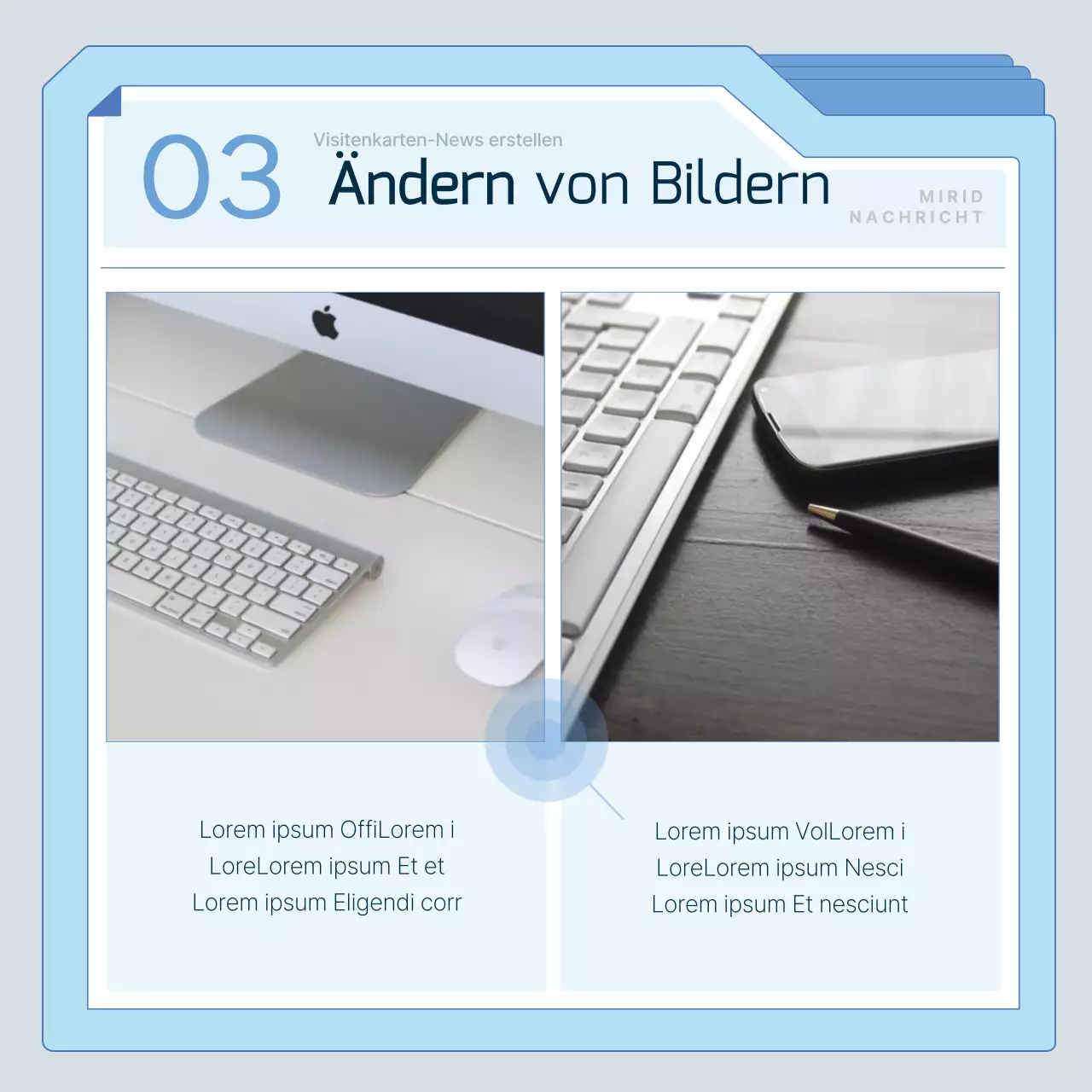 Moderne Marketingkarten in HellblauNewsTutorials