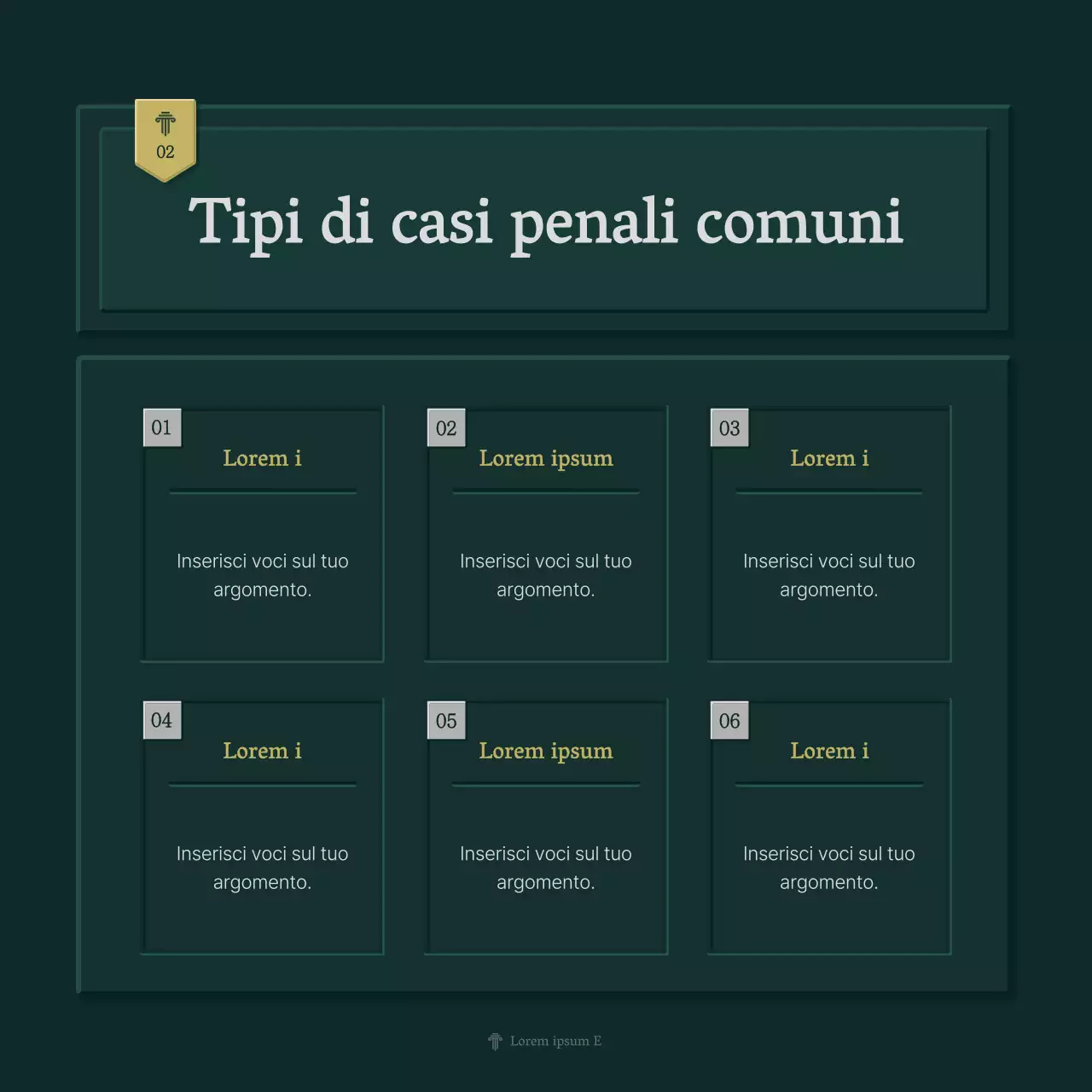 Profilo aziendale semplice dello studio legale in verde e giallo