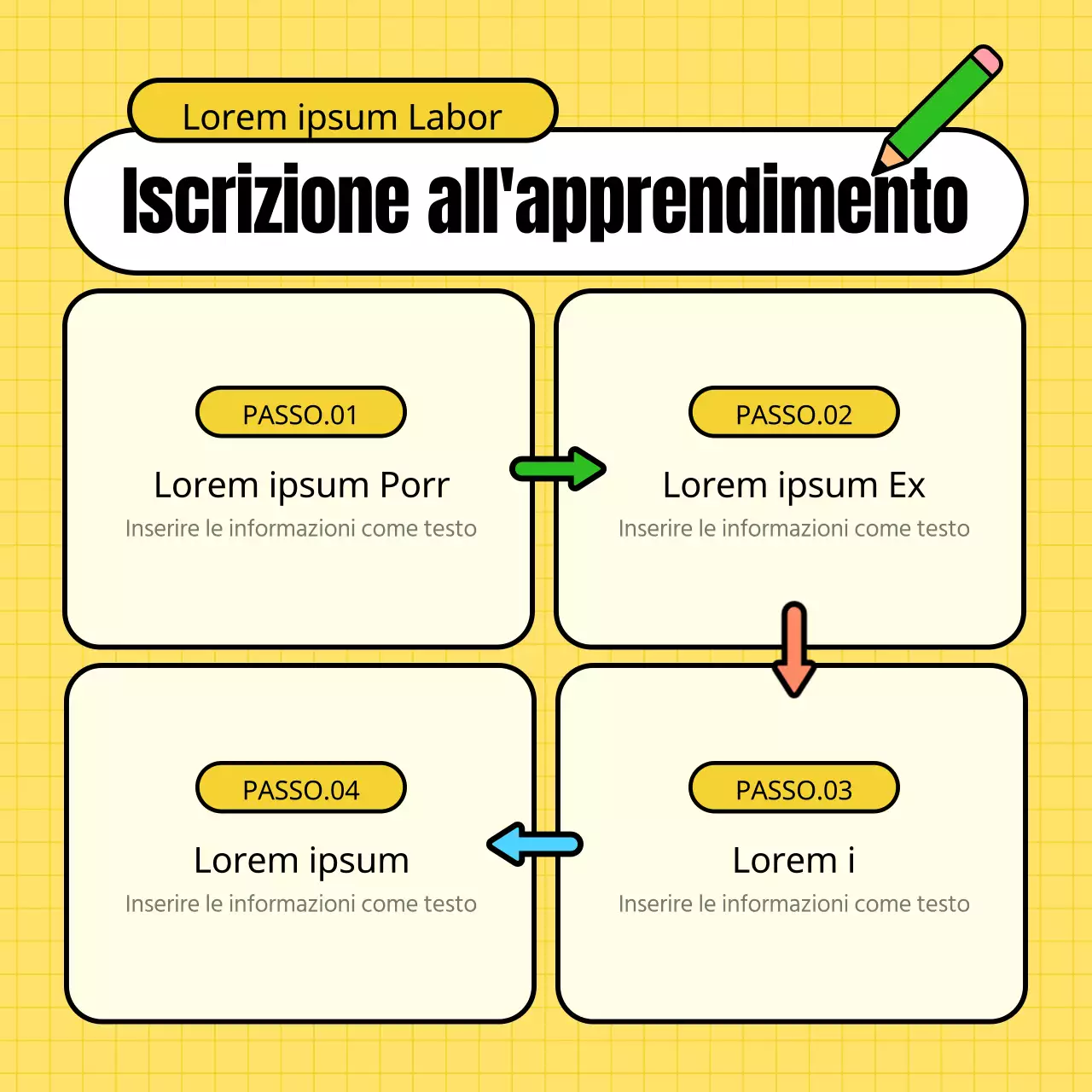 Centro di formazione giallo e verde per promuovere il reclutamento di studenti