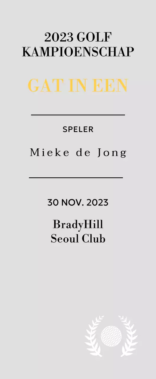 Golf hole-in-one winnaar plaquette met golfbal en lauwerkrans illustratie