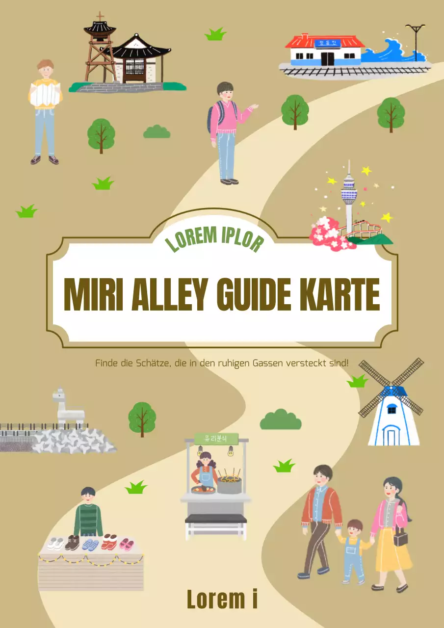 Braune und grüne natürliche Gassen Attraktionen ReiseführerKartenführer