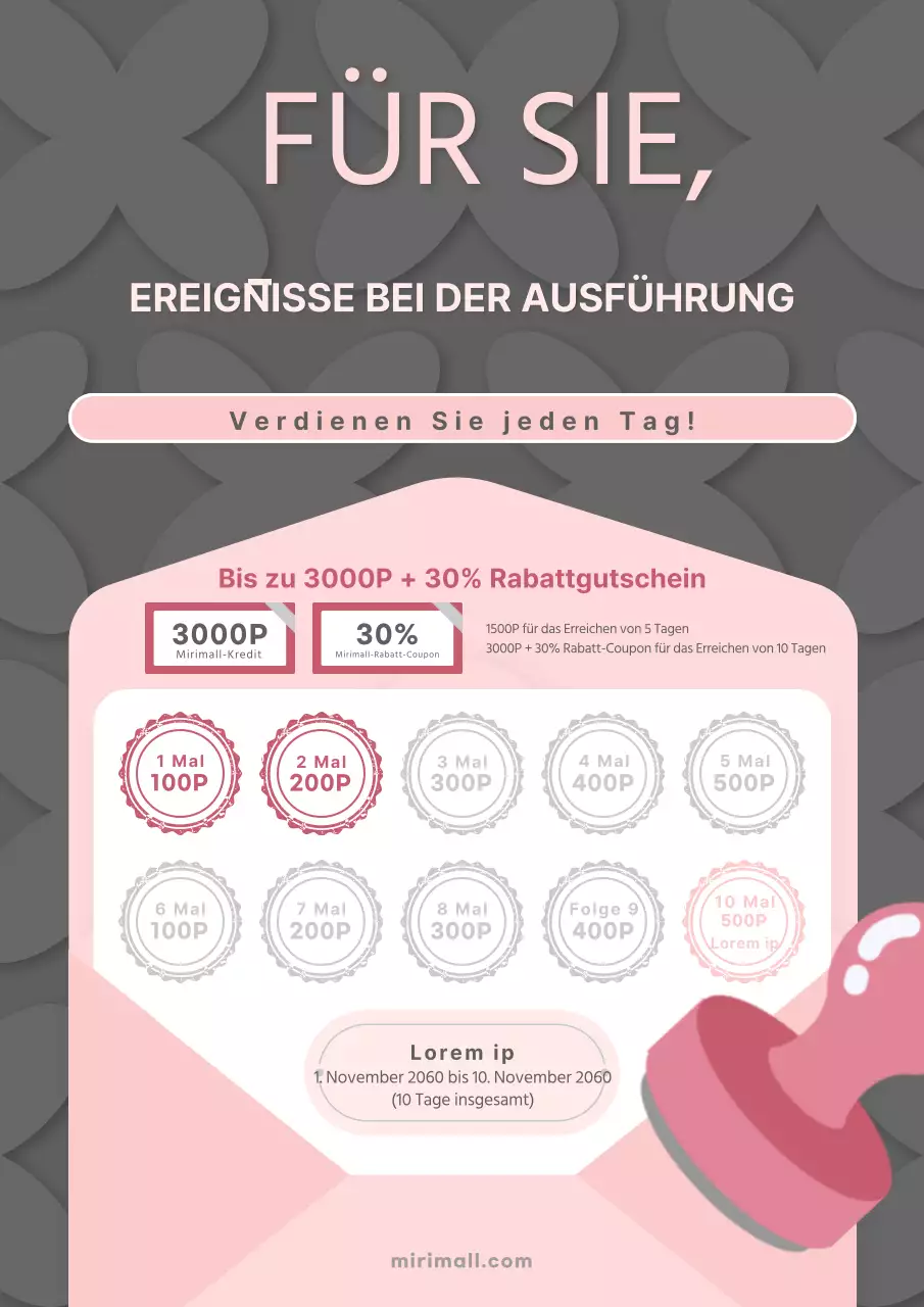 Werben Sie für Ihre Anwesenheitskontrolle in Grau und Rosa