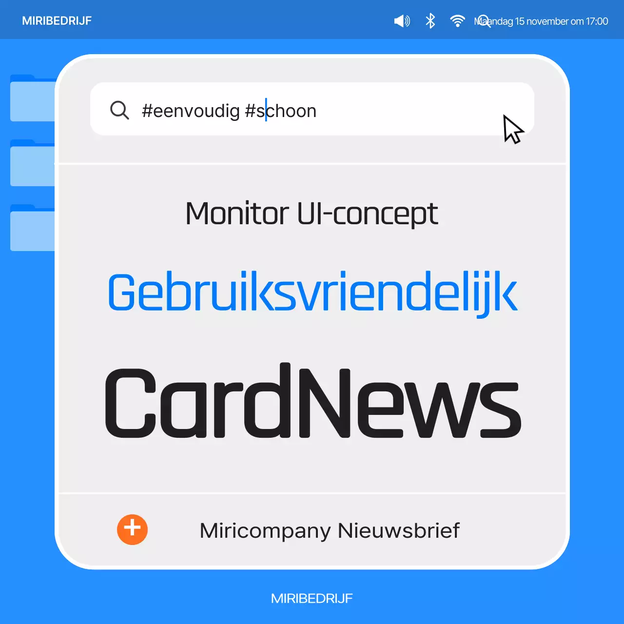 Eenvoudige monitor UI rapporten in blauw en oranje
