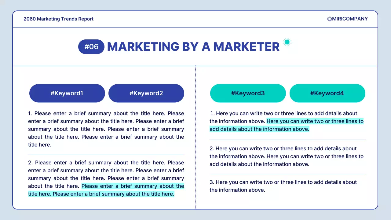 A Simple Marketing Trends Report in Navy and Mint