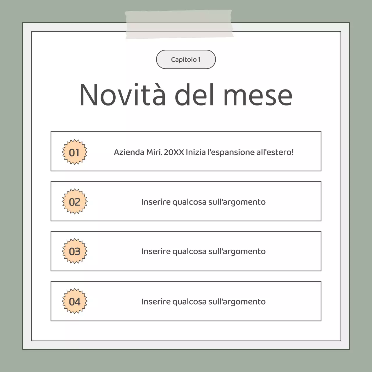 Un semplice elevator pitch aziendale in cachi e bianco