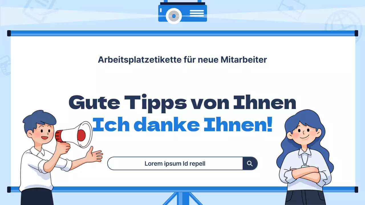 Modernes Schulungsmaterial für neue Mitarbeiter mit hellblauem Hintergrund