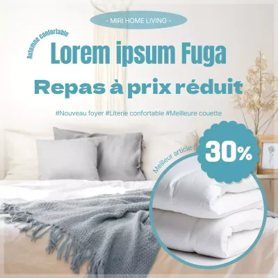 Promouvoir une literie moderne en bleu clair et beige