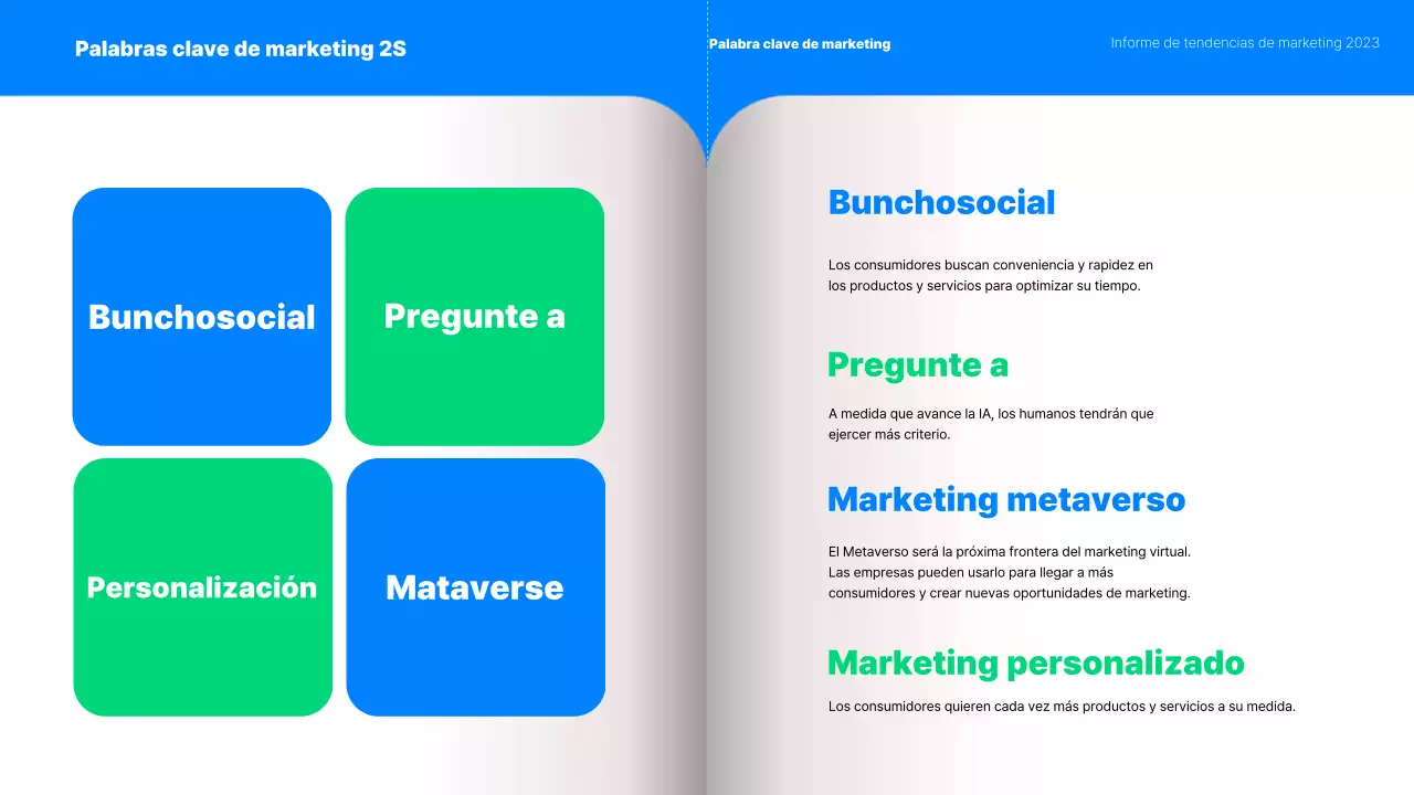 Informe de tendencias de marketing de la Generación MZ en azul y menta
