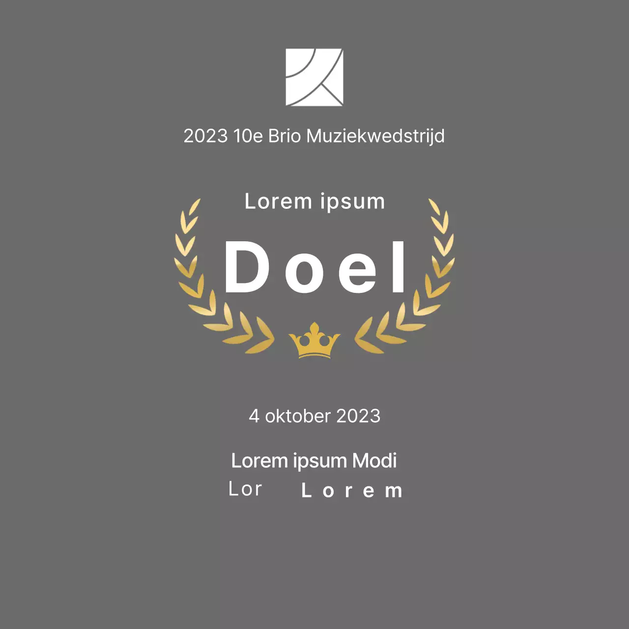 Wedstrijd concept winnaar plaquette met lauwer lijnen en kroon illustratie