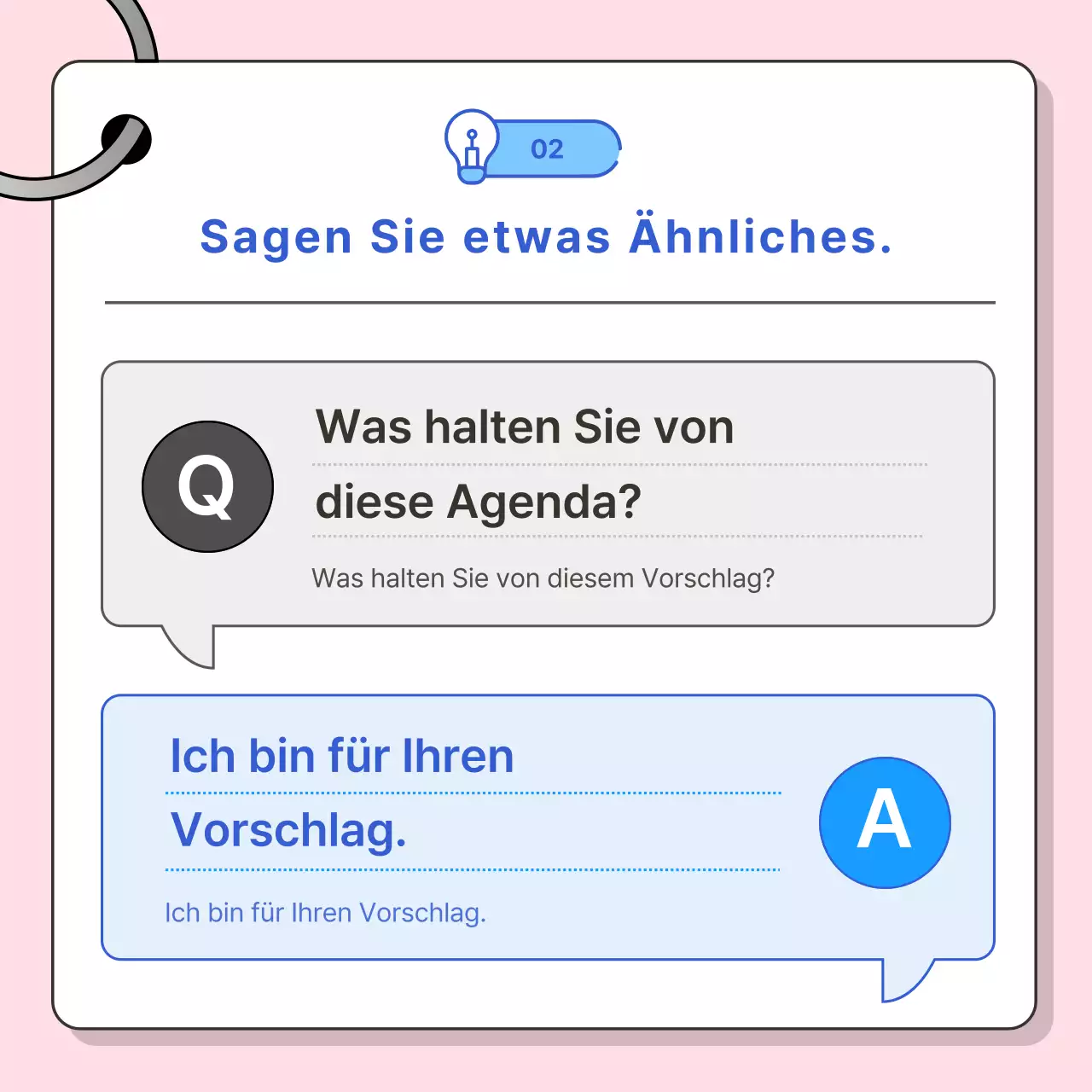Förderung von Gesprächen in Geschäftsenglisch mit einem rosa und blauen Farbschema