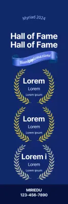 Promuovete un'accademia di classe e di alto livello con nastri blu e punti di alloro dorati su sfondo blu.