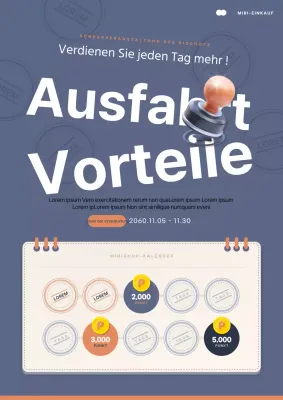 Werben Sie für die Anwesenheitskontrolle im Einkaufszentrum in Marineblau und Orange