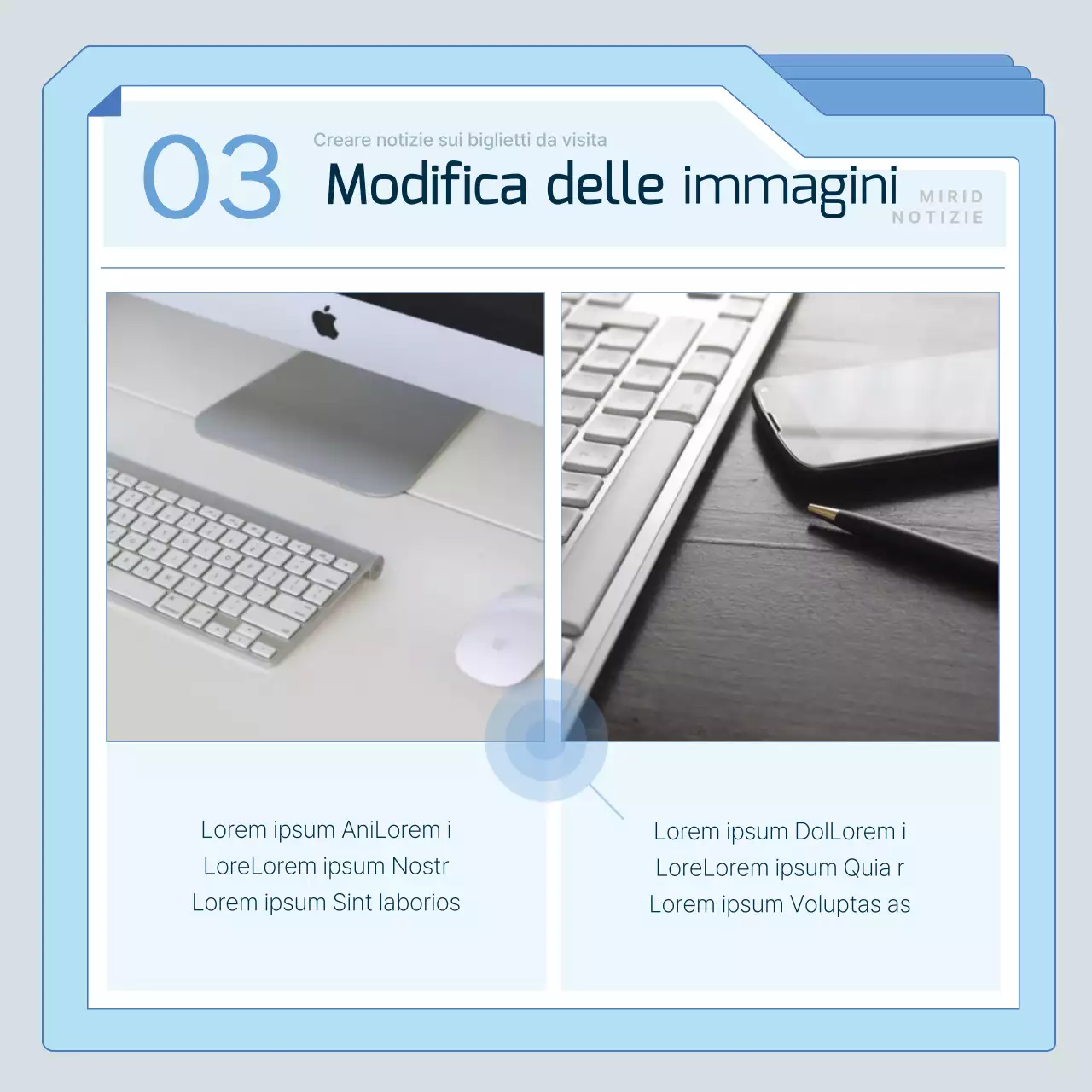 Carte di marketing moderne in azzurroNewsTutorial