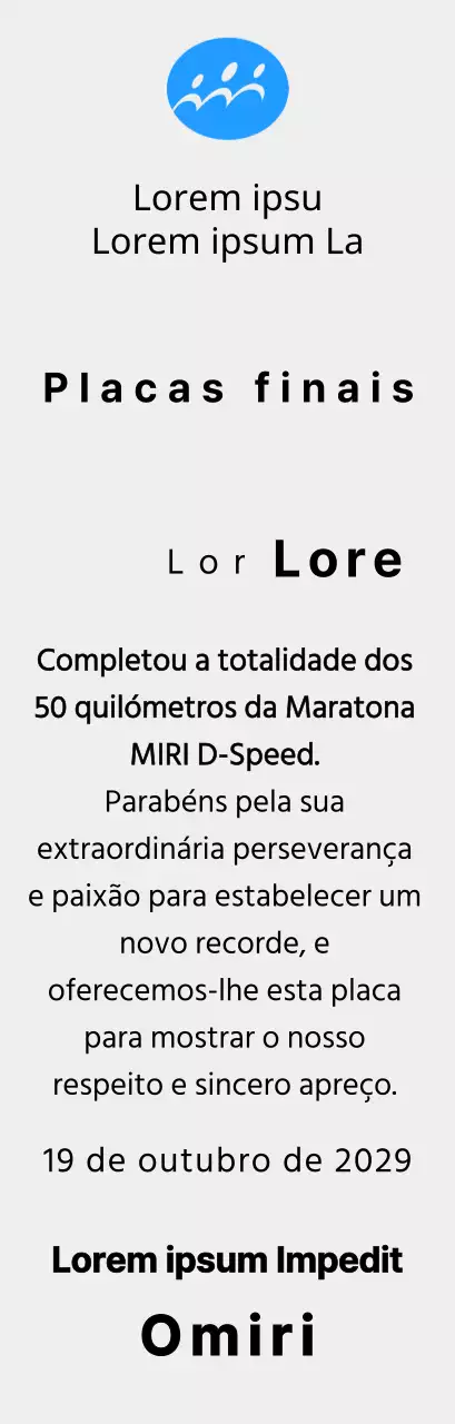 Placa de finalização do conceito de maratona com logótipo simples