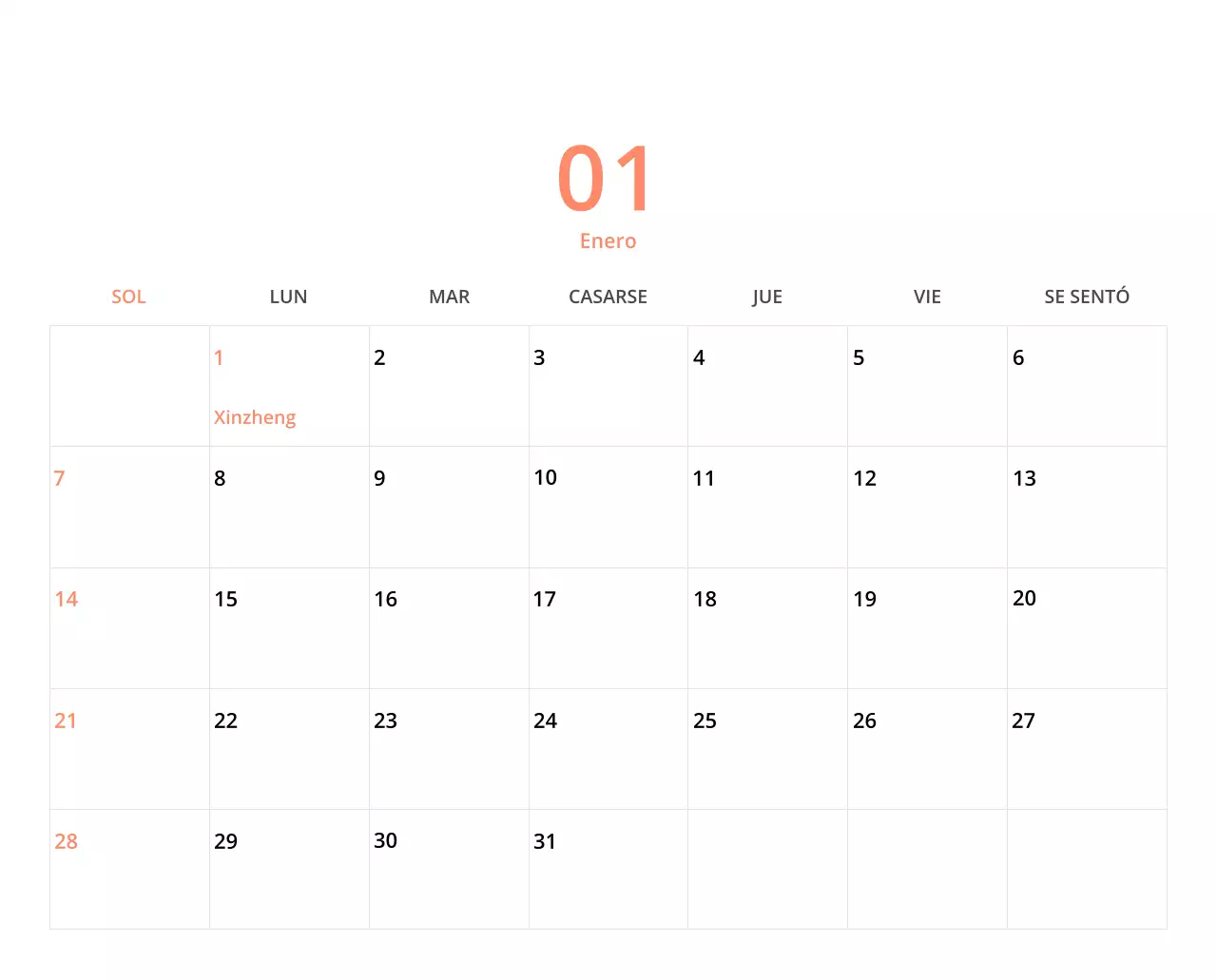 Bonito calendario de sobremesa ilustrado de temática familiar en color verde