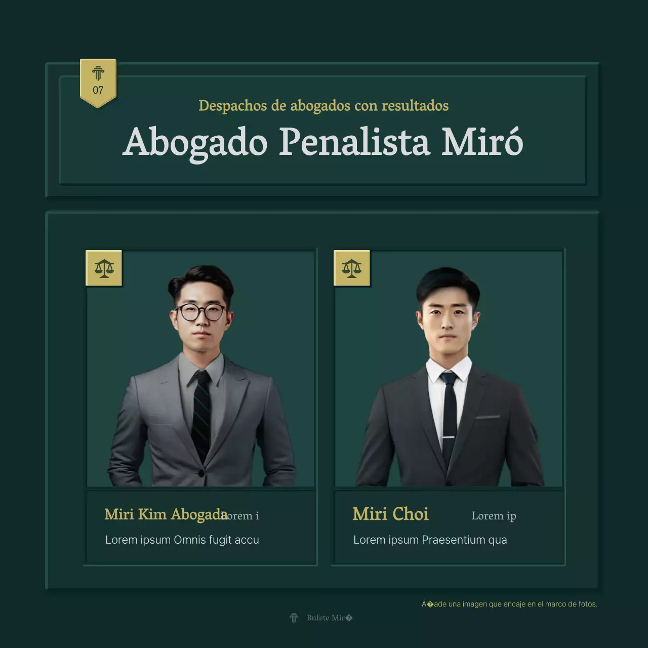 Perfil de empresa sencillo en verde y amarillo