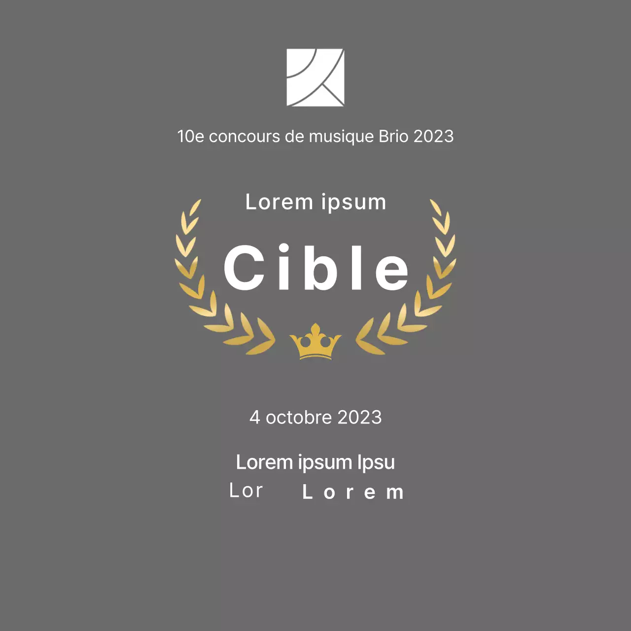 Plaque du lauréat du concept de concours avec illustration de lignes de laurier et de couronne